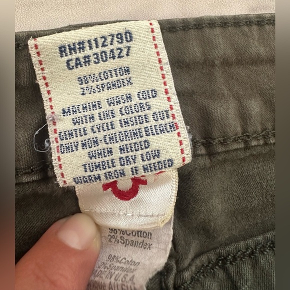 True Religion Women’s 27x29 Misty Green Flap Pocket Stretch Skinny Jeans Vintage - Picture 10 of 12